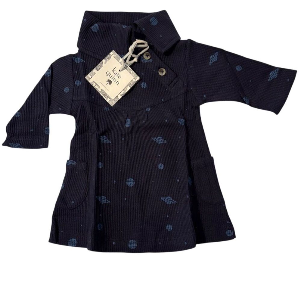 Kate Quinn Baby Lounge Dress 3-6M Blue Planets Long Sleeve Casual